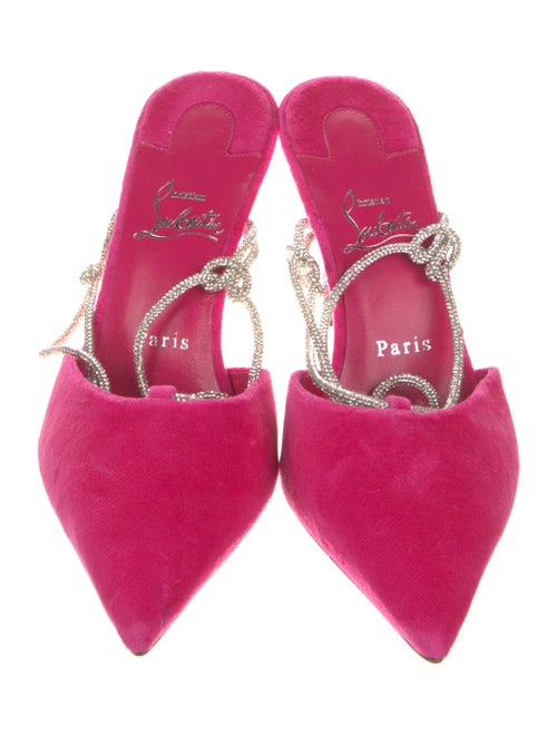 Christian Louboutin Velvet Crystal Embellishments Slingback Pumps