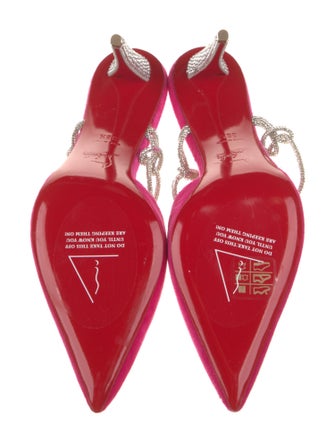 Christian Louboutin Velvet Crystal Embellishments Slingback Pumps