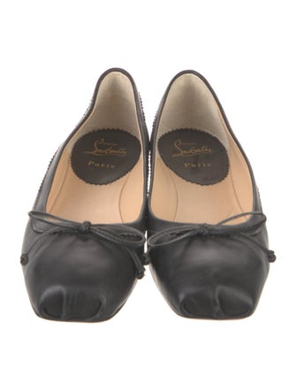 Christian Louboutin Leather Bow Accents Ballet Flats