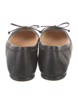 Christian Louboutin Leather Bow Accents Ballet Flats