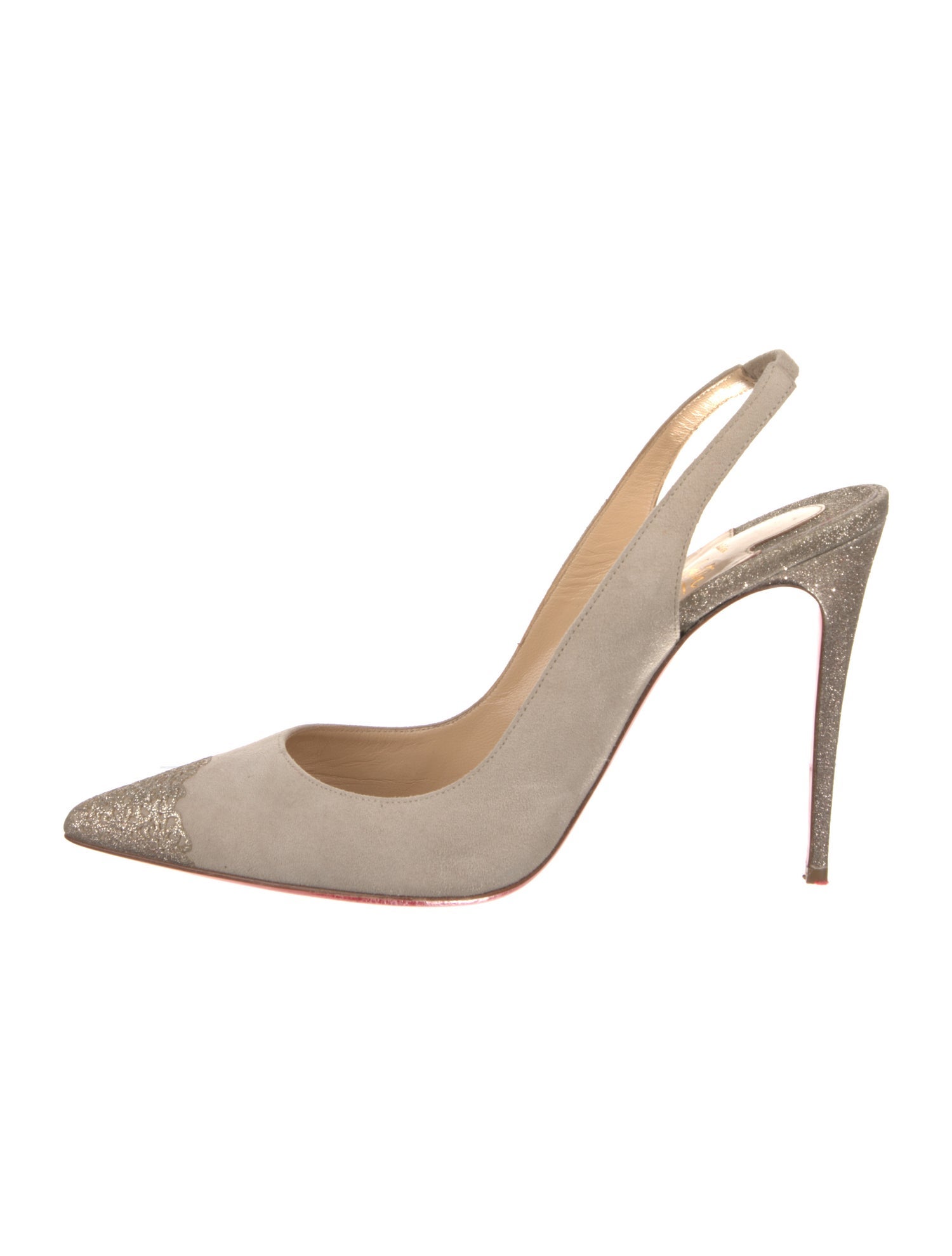 Christian Louboutin Suede Glitter Accents Slingback Pumps