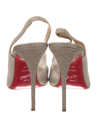 Christian Louboutin Suede Glitter Accents Slingback Pumps