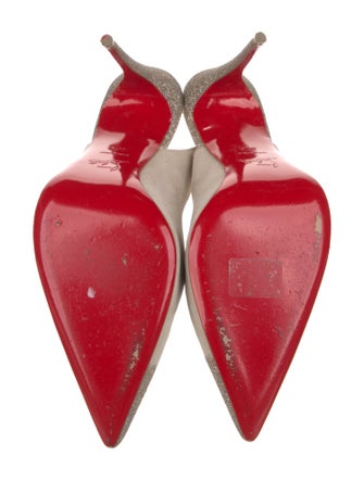 Christian Louboutin Suede Glitter Accents Slingback Pumps