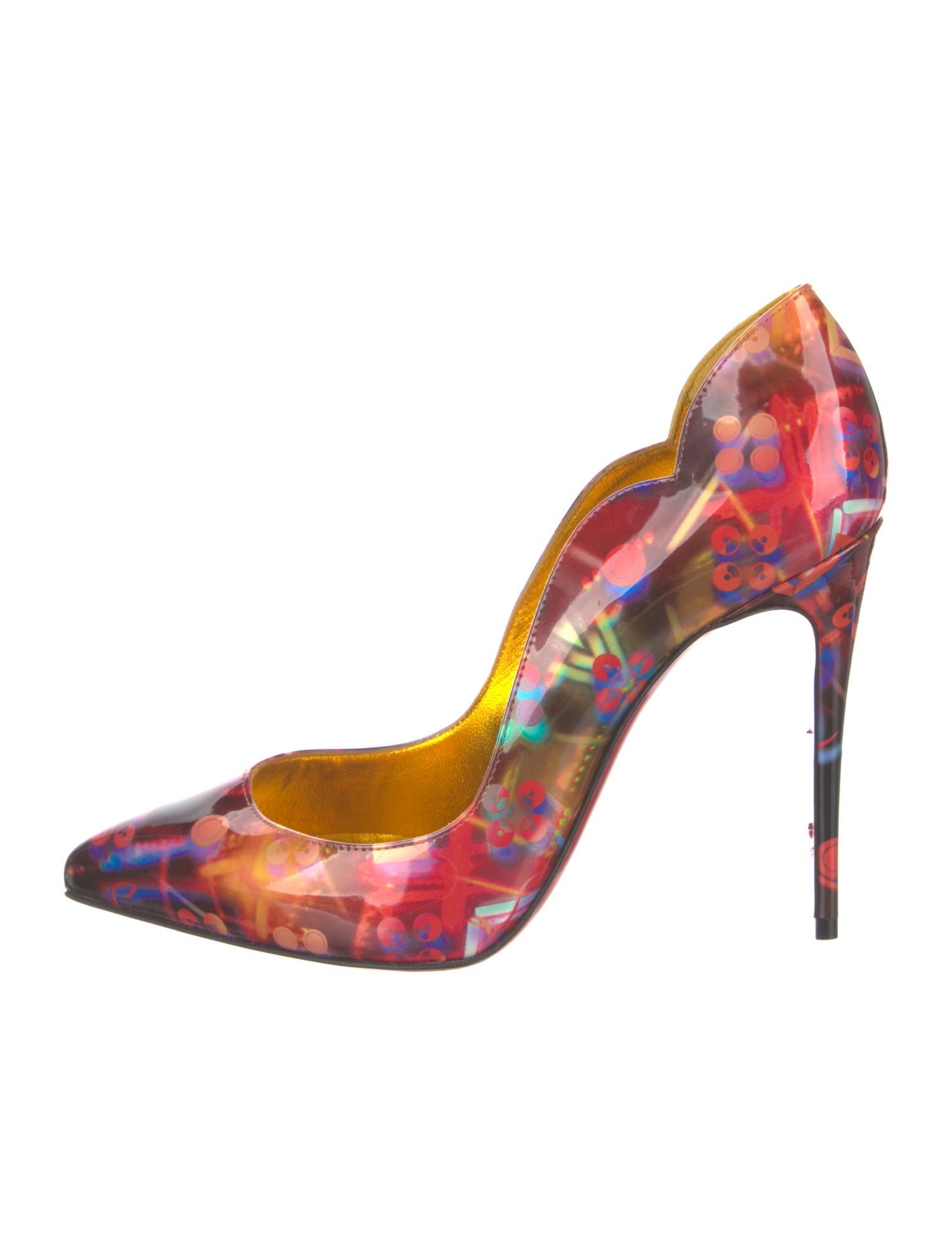 Christian Louboutin Patent Leather Floral Print Pumps