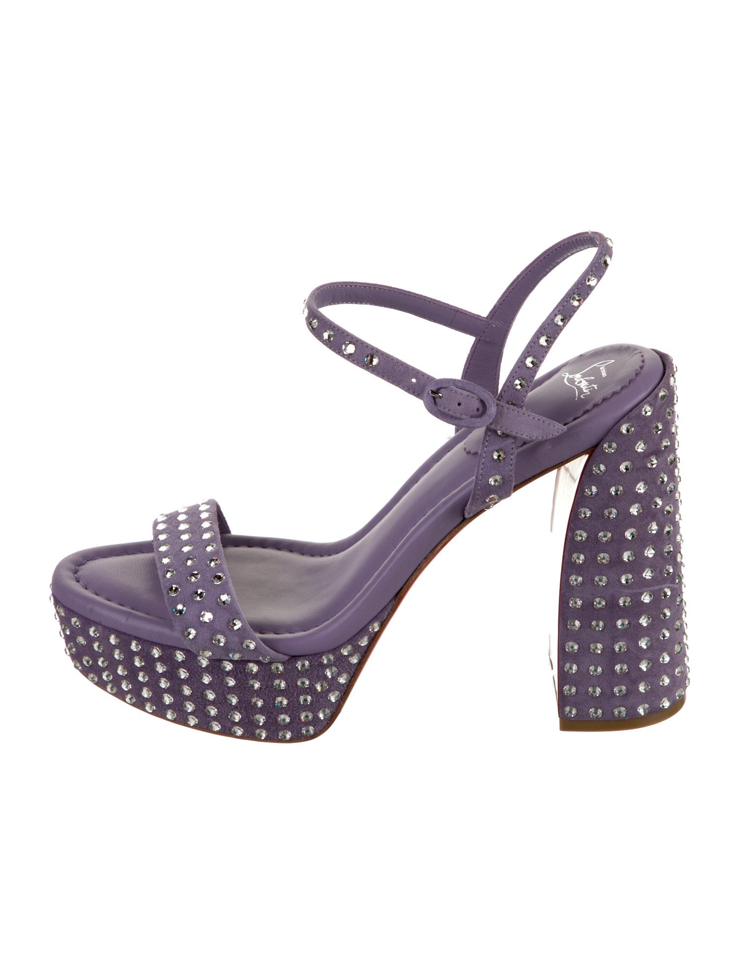 Christian Louboutin Suede Crystal Embellishments Slingback Sandals