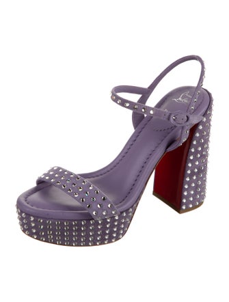 Christian Louboutin Suede Crystal Embellishments Slingback Sandals
