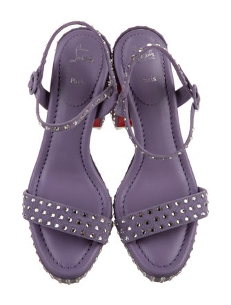 Christian Louboutin Suede Crystal Embellishments Slingback Sandals