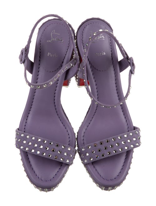 Christian Louboutin Suede Crystal Embellishments Slingback Sandals
