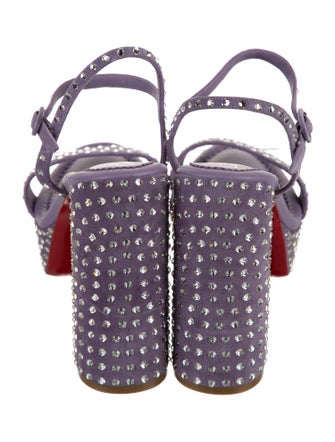 Christian Louboutin Suede Crystal Embellishments Slingback Sandals