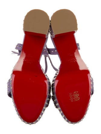 Christian Louboutin Suede Crystal Embellishments Slingback Sandals