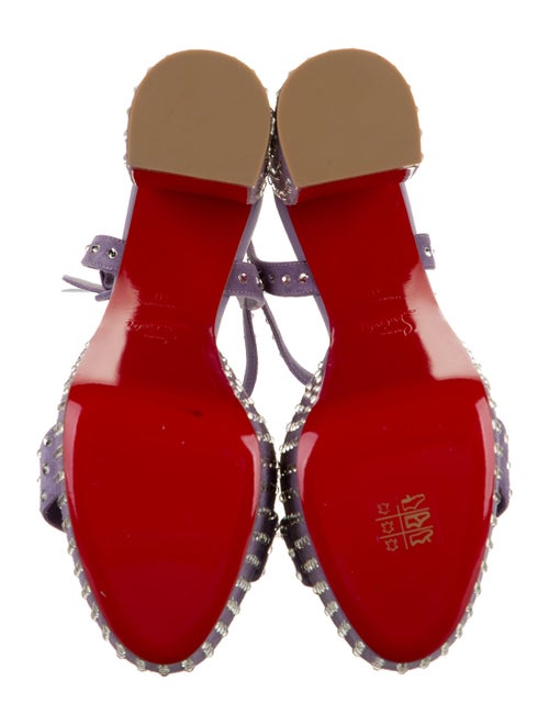 Christian Louboutin Suede Crystal Embellishments Slingback Sandals