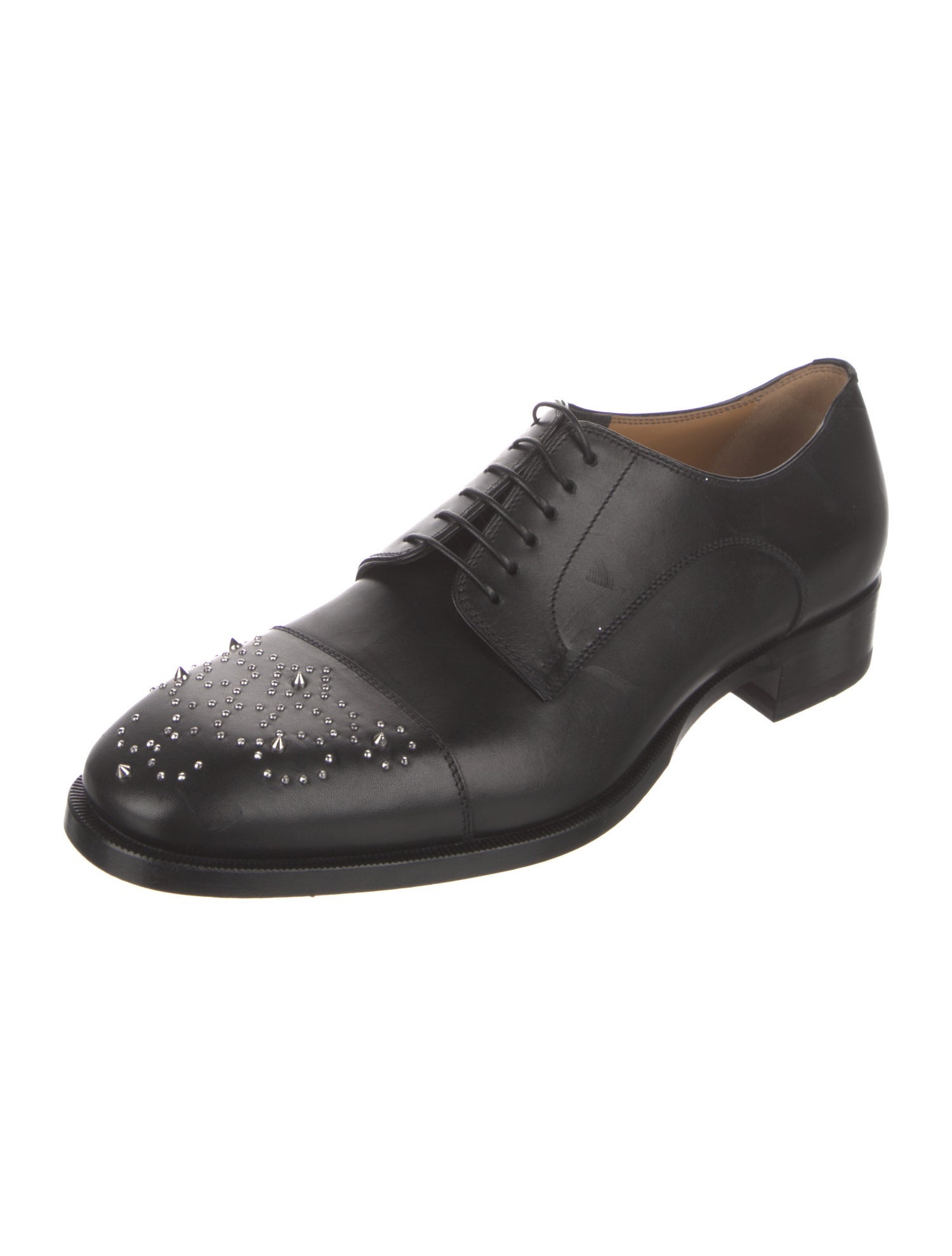 Christian Louboutin Leather Studded Accents Derby Shoes