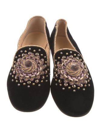 Christian Louboutin Velvet Studded Accents Loafers