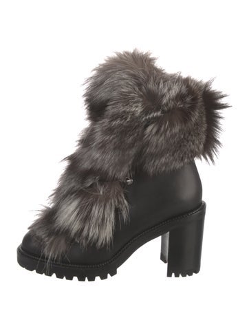 Christian Louboutin Boots Leather Fur Trim IT 38 | 8