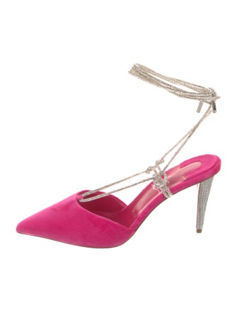 Christian Louboutin Velvet Crystal Embellishments Slingback Pumps