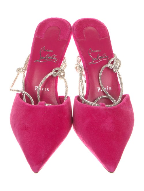 Christian Louboutin Velvet Crystal Embellishments Slingback Pumps
