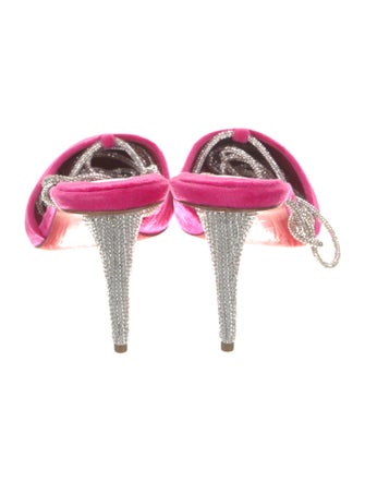 Christian Louboutin Velvet Crystal Embellishments Slingback Pumps