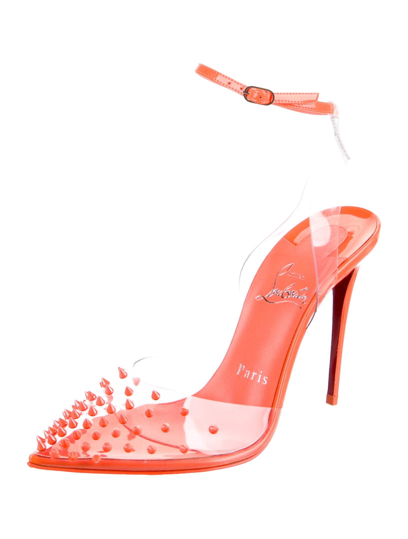 Christian Louboutin PVC Studded Accents Slingback Pumps
