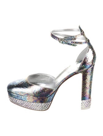 Christian Louboutin Leather Crystal Embellishments D'Orsay Pumps
