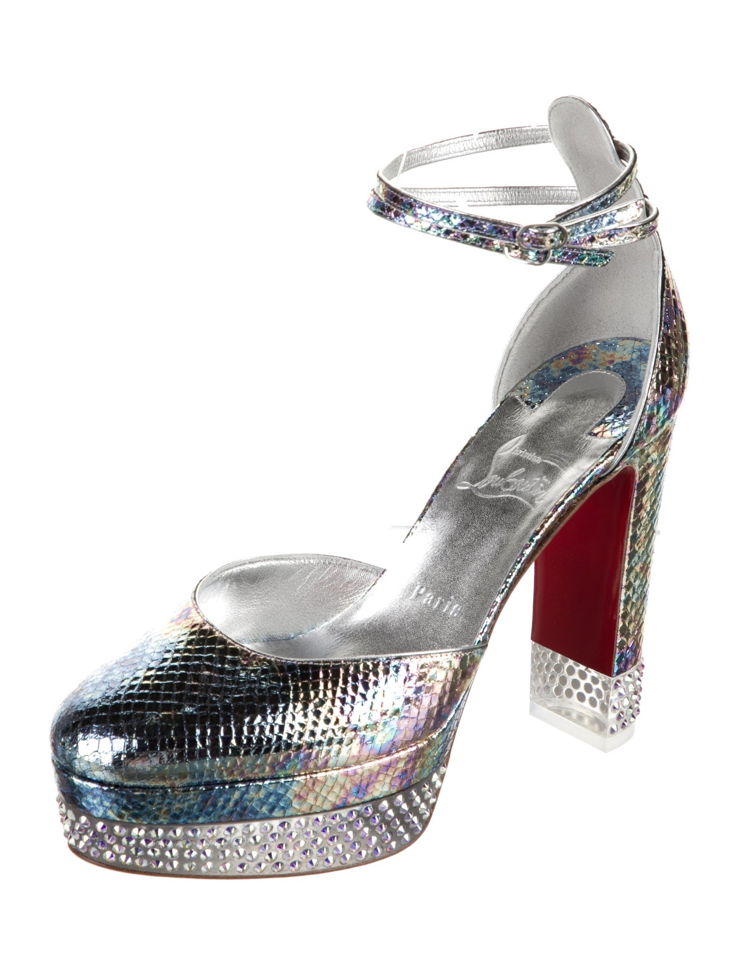 Christian Louboutin Leather Crystal Embellishments D'Orsay Pumps