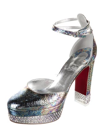 Christian Louboutin Leather Crystal Embellishments D'Orsay Pumps