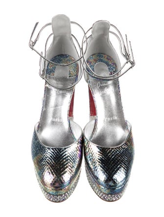 Christian Louboutin Leather Crystal Embellishments D'Orsay Pumps