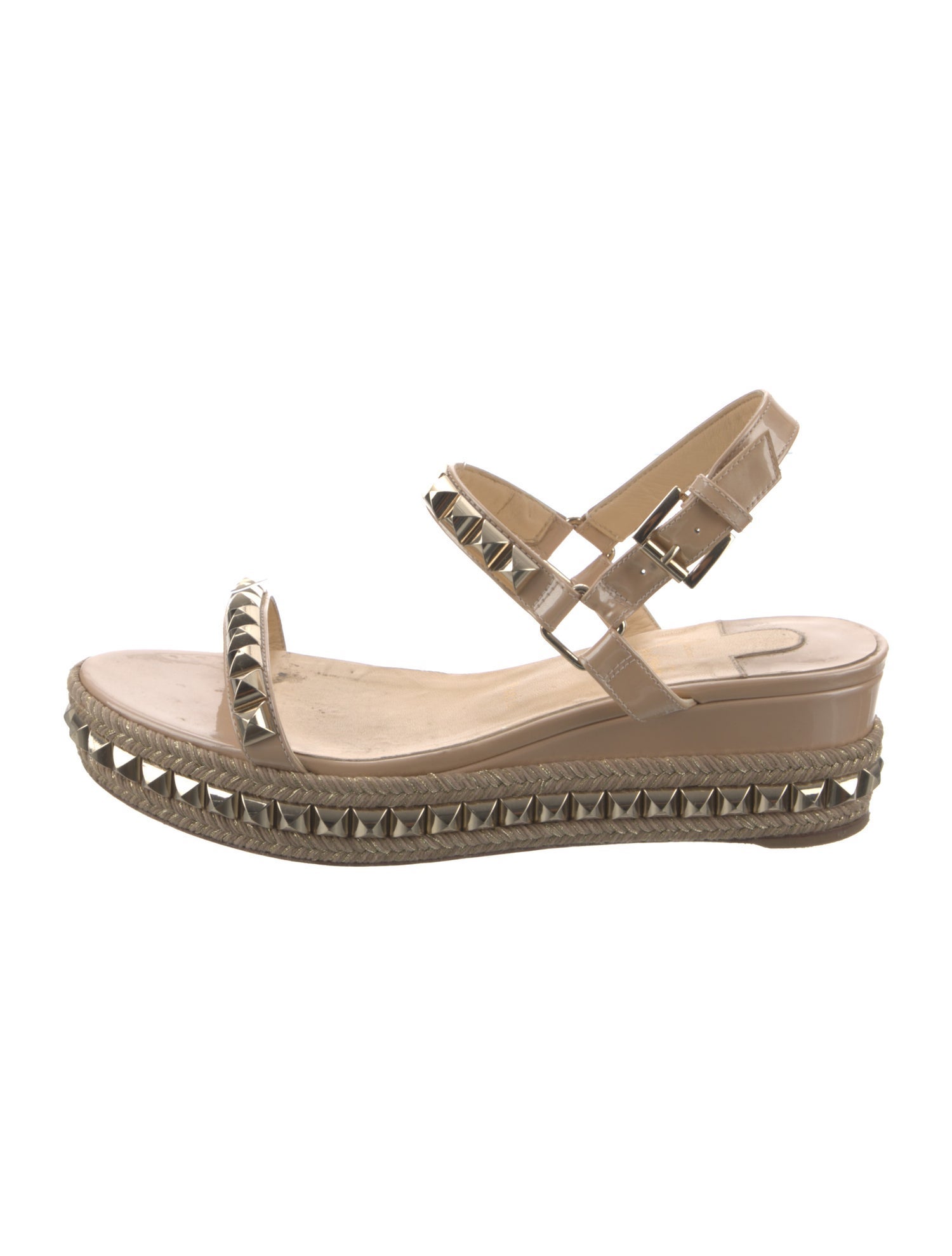 Christian Louboutin Patent Leather Studded Accents Espadrilles