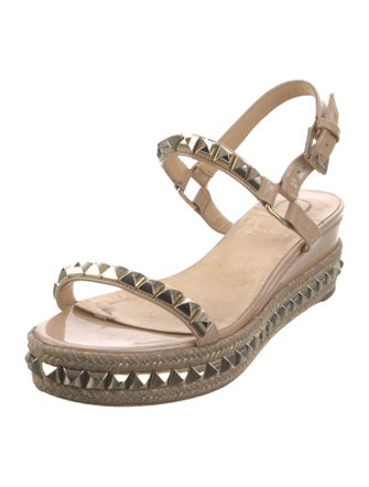Christian Louboutin Patent Leather Studded Accents Espadrilles