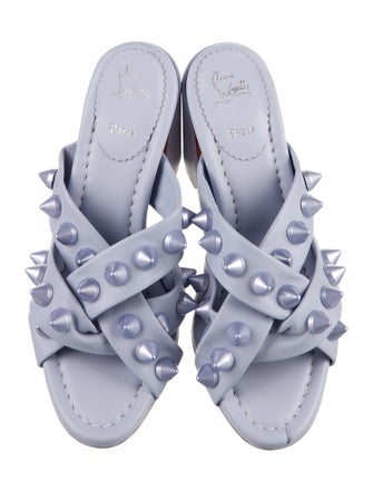 Christian Louboutin Leather Studded Accents Slides