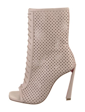 Christian Louboutin Leather Animal Print Lace-Up Boots