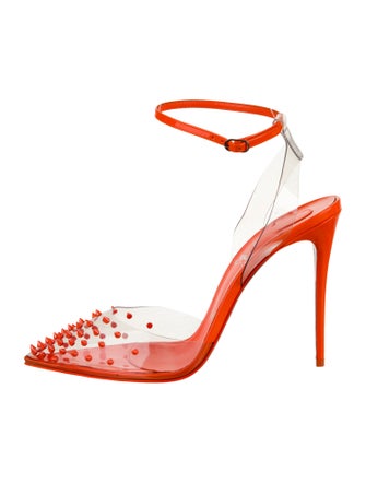 Christian Louboutin PVC Studded Accents Slingback Pumps