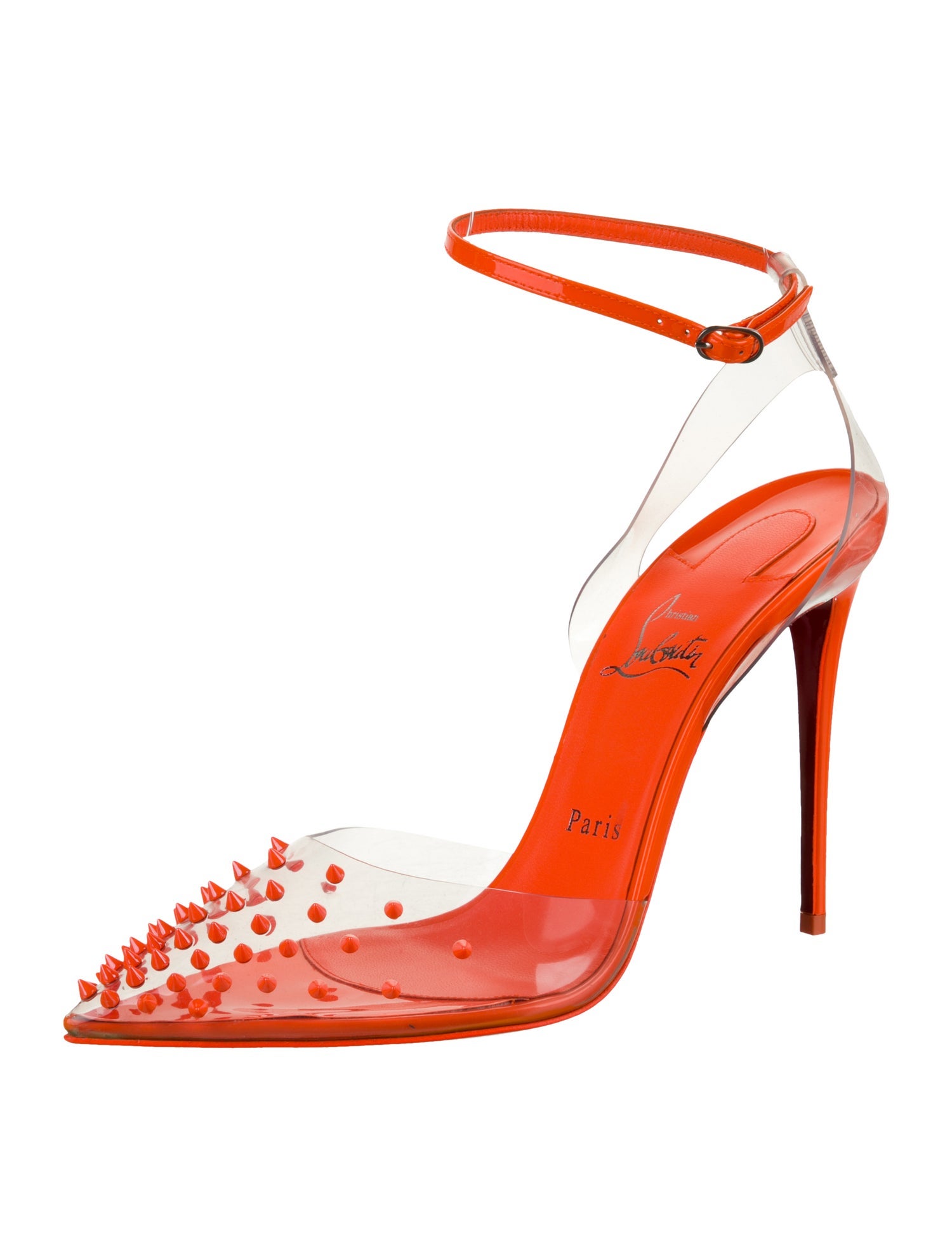 Christian Louboutin PVC Studded Accents Slingback Pumps