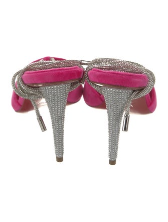 Christian Louboutin Velvet Crystal Embellishments Slingback Pumps