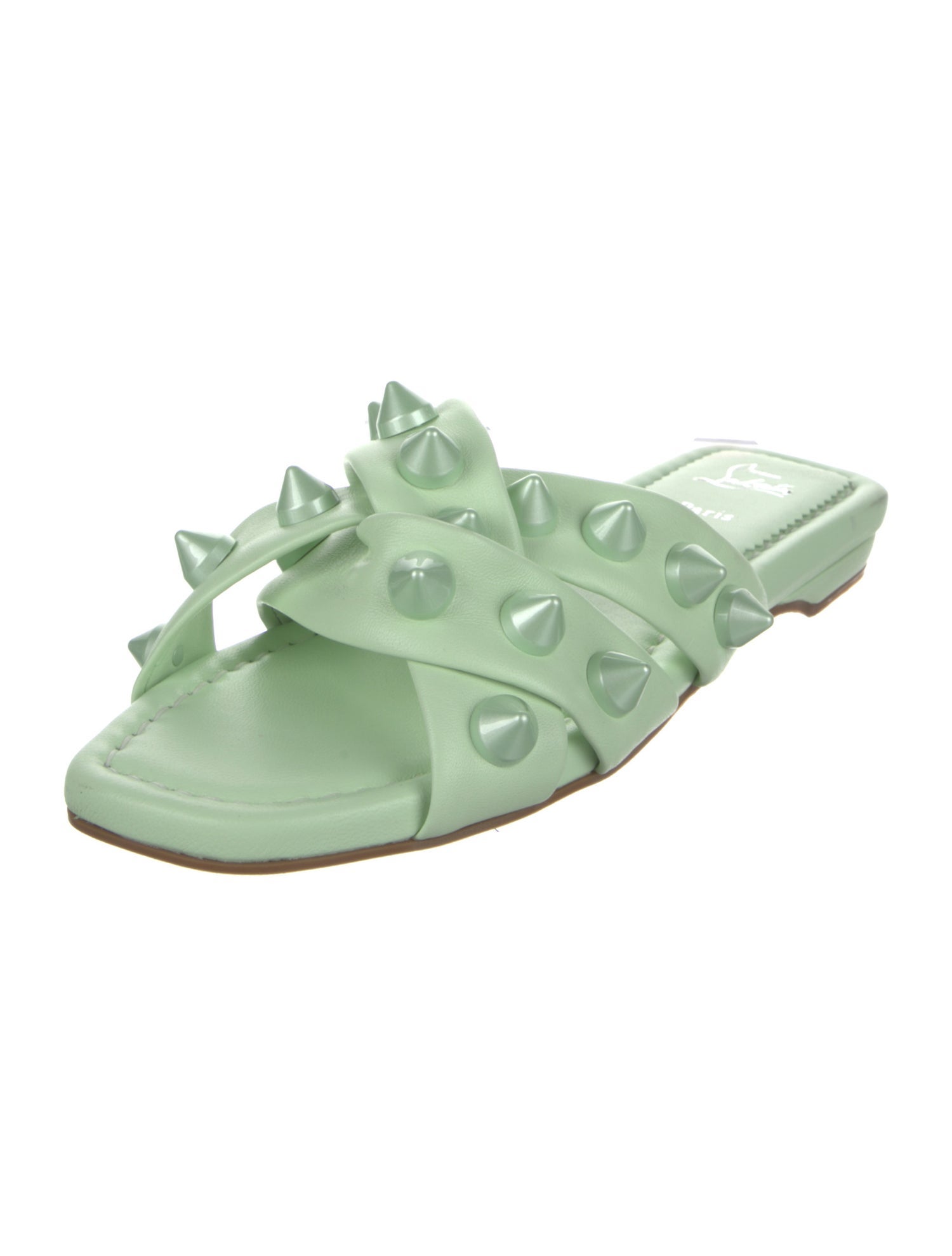 Christian Louboutin Spike Accents Leather Slides