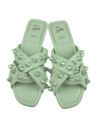 Christian Louboutin Spike Accents Leather Slides