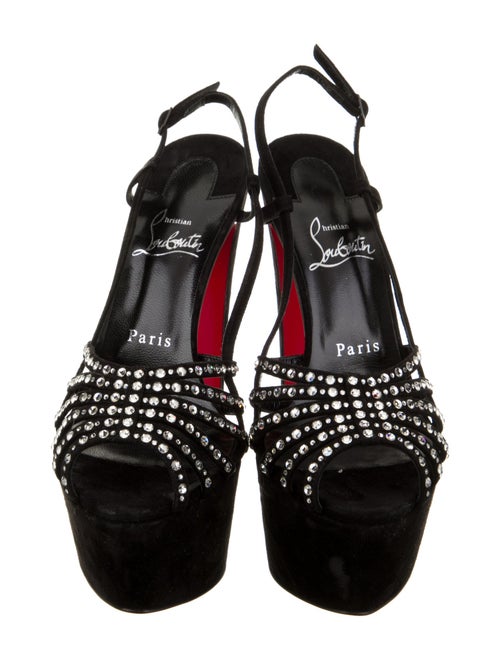 Christian Louboutin Suede Crystal Embellishments Slingback Sandals