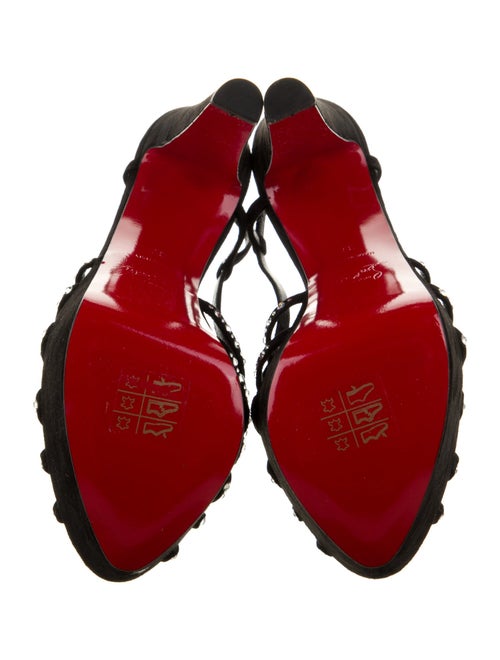 Christian Louboutin Suede Crystal Embellishments Slingback Sandals