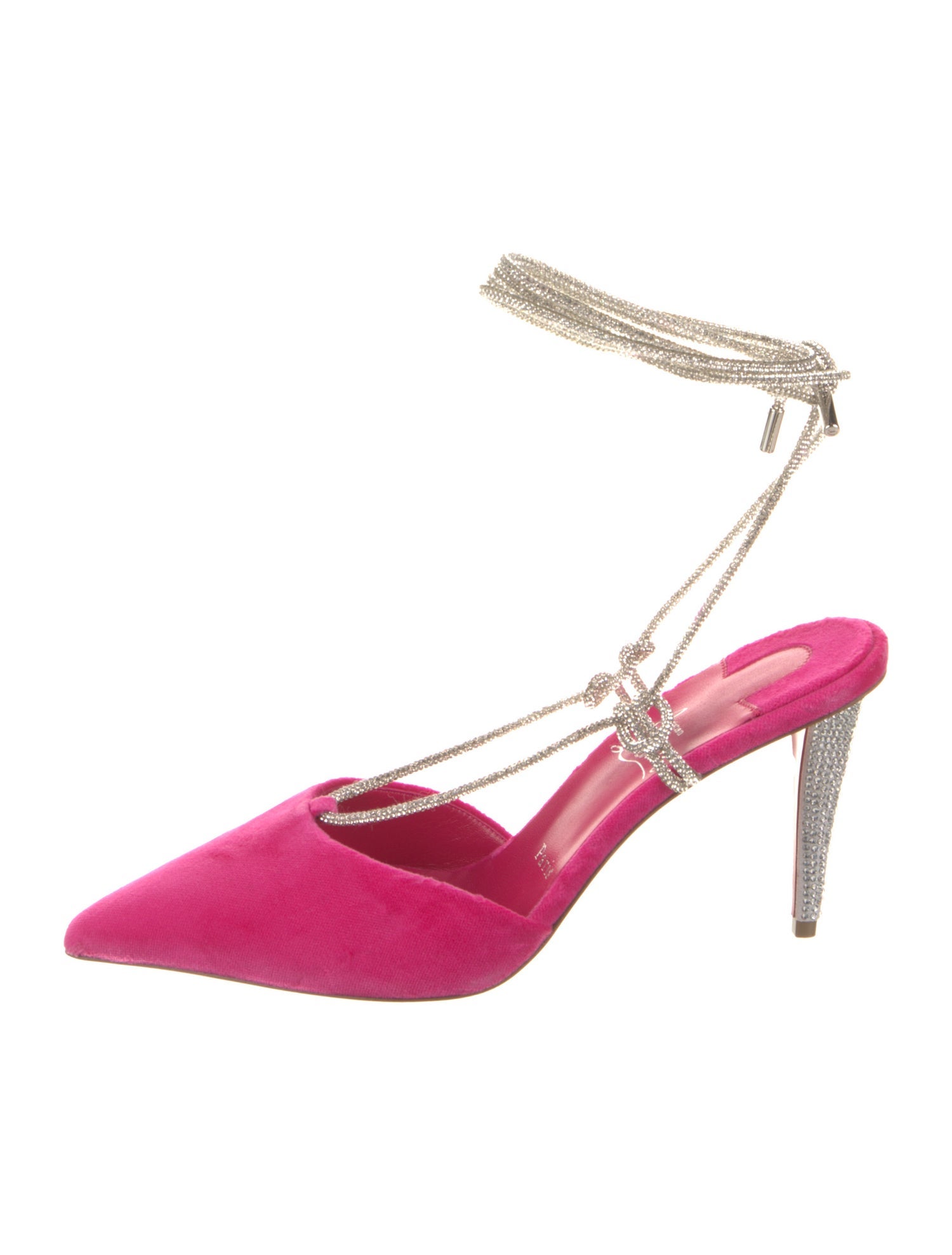 Christian Louboutin Velvet Crystal Embellishments Slingback Pumps