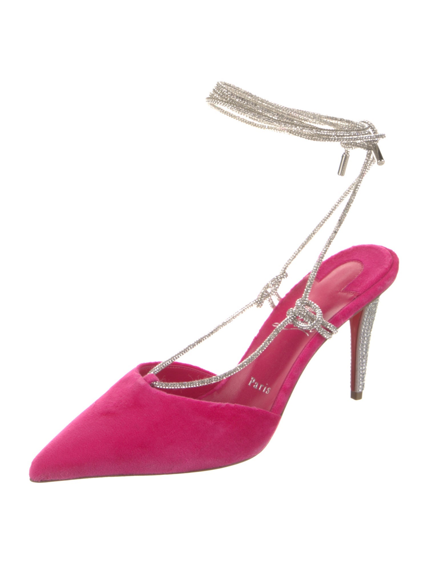 Christian Louboutin Velvet Crystal Embellishments Slingback Pumps