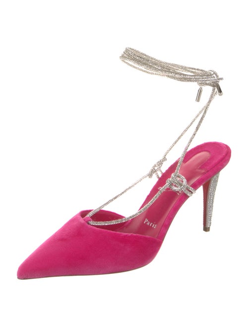 Christian Louboutin Velvet Crystal Embellishments Slingback Pumps