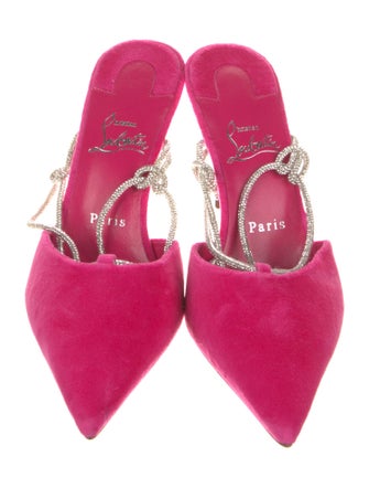 Christian Louboutin Velvet Crystal Embellishments Slingback Pumps