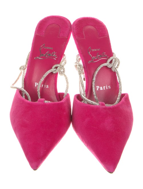 Christian Louboutin Velvet Crystal Embellishments Slingback Pumps