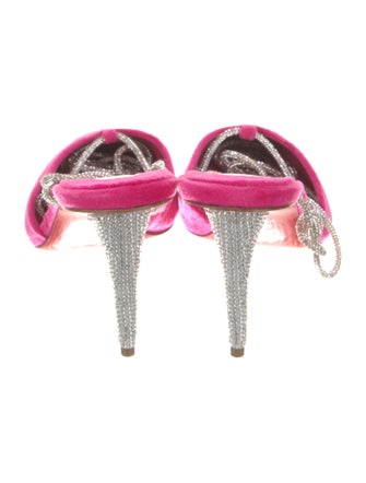 Christian Louboutin Velvet Crystal Embellishments Slingback Pumps