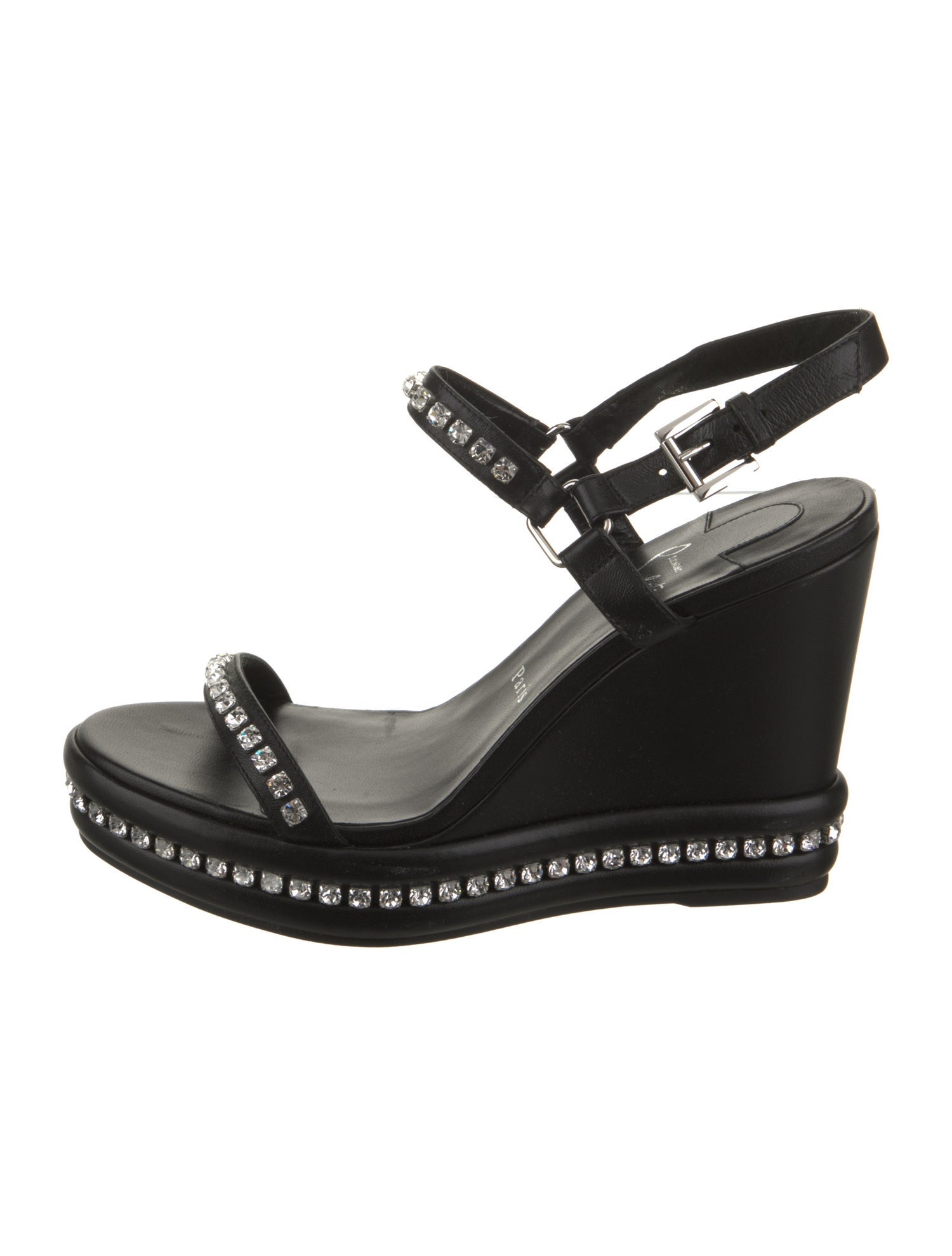 Christian Louboutin Leather Crystal Embellishments Sandals