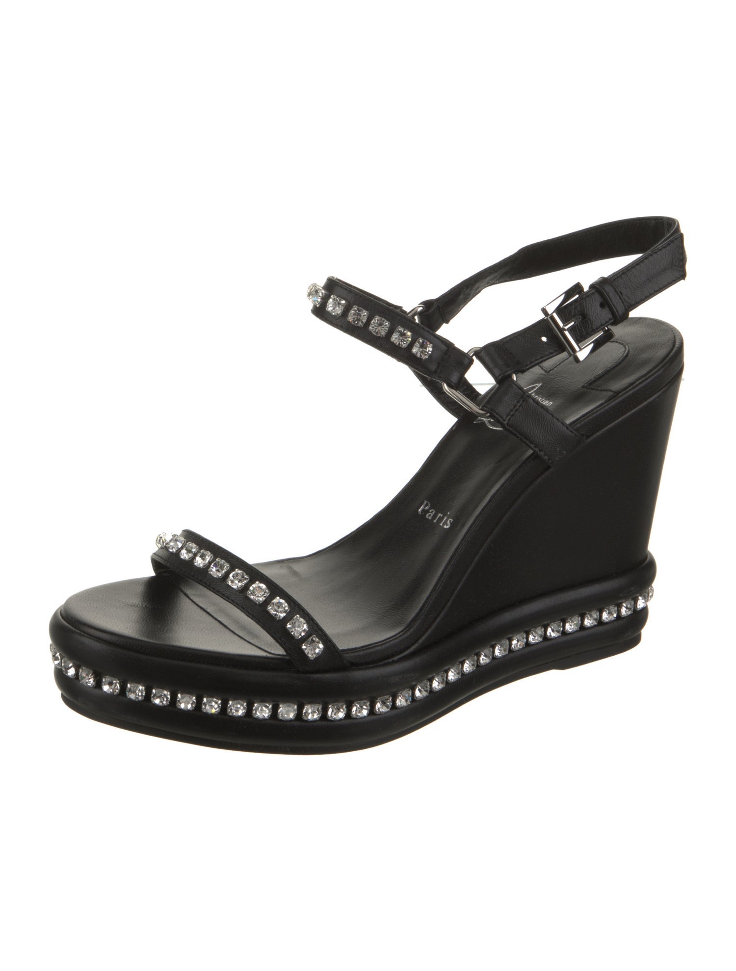 Christian Louboutin Leather Crystal Embellishments Sandals