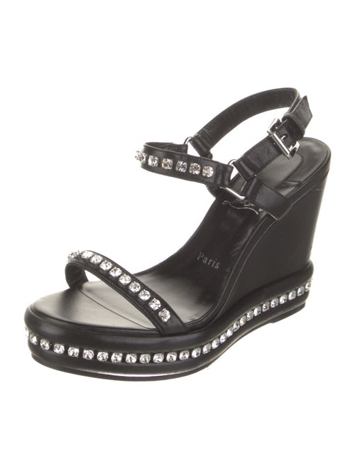 Christian Louboutin Leather Crystal Embellishments Slingback Sandals