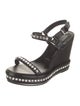 Christian Louboutin Leather Crystal Embellishments Slingback Sandals
