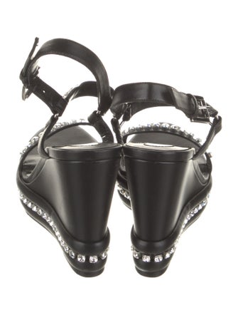 Christian Louboutin Leather Crystal Embellishments Slingback Sandals