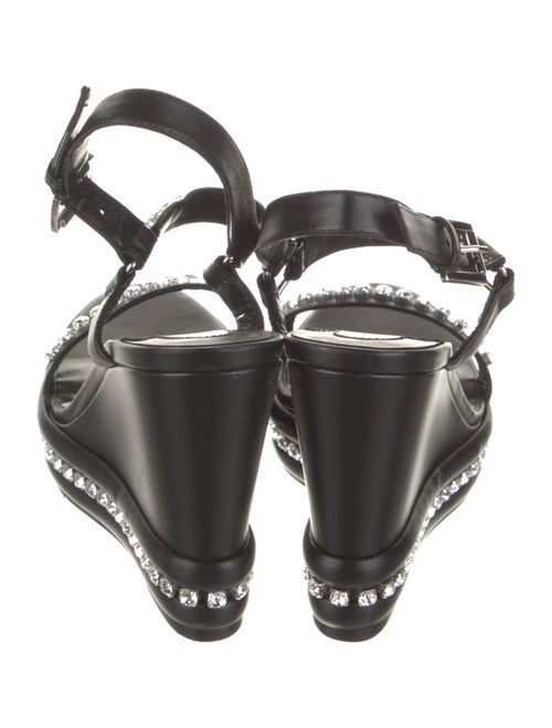 Christian Louboutin Leather Crystal Embellishments Slingback Sandals