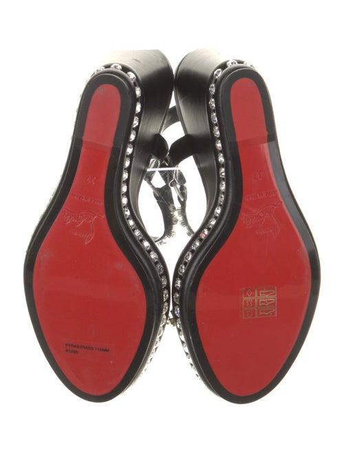 Christian Louboutin Leather Crystal Embellishments Slingback Sandals